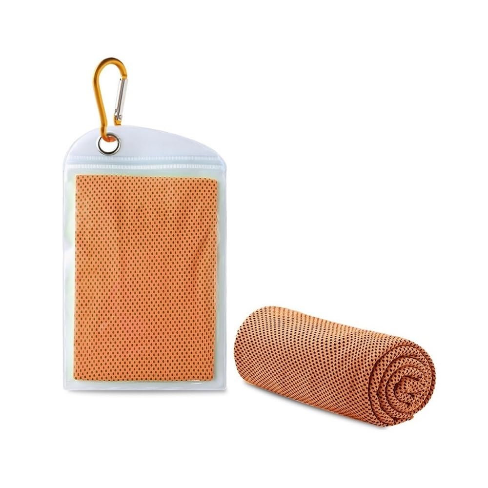Ropicean 2pcs Cold Feeling Sports Towel - Absorbent Summer Gym Sweat Towel for Active Lifestyle(Orange)