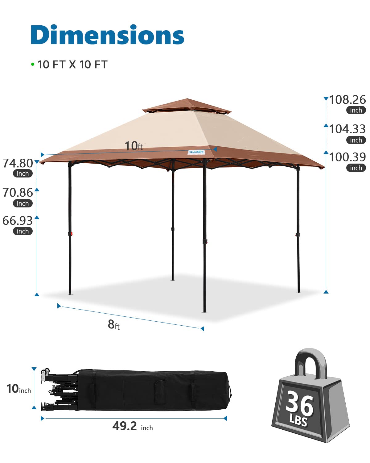 Buy Quictent 10x10 Pop up Canopy Tent Instant Outdoor Canopy Tent Ez up Canopy Shade,One Person