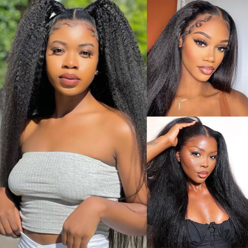 Kinky Straight Bundles Human Hair Yaki Straight Bundles Weave Single Hair Bundle 100% Unprocessed Brazilian Virgin Hair 1 Bundle Natural Color 22 Inch