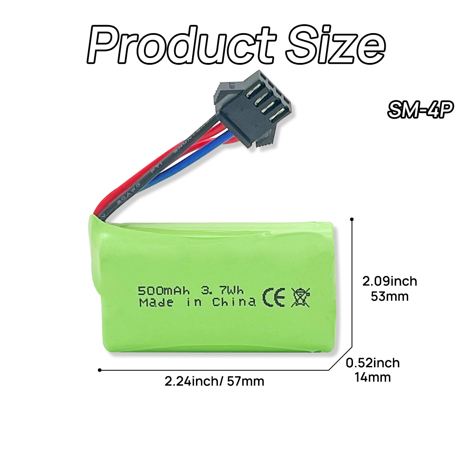 LiPo RC batterij met lange levensduur, 7,4 V, 1200 mAh, voor op afstand bestuurde auto's, met SM 2P-stekker, meerdere toepassingen