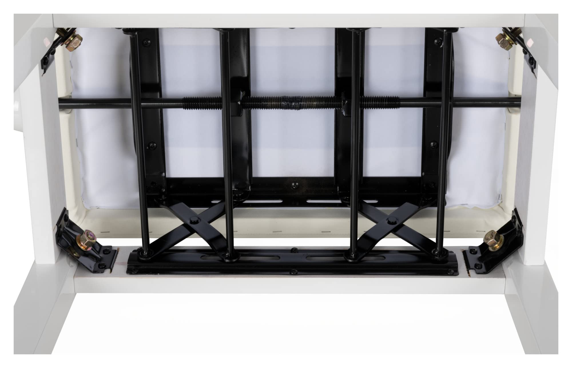 Classic Cantabile Pianobank Modell D - Hochwertige Pianobank - Weißes Polster aus Kunstleder mit Kapitonierung - Höhenverstellbar von 47,5-55,5 cm - 4-fache Kreuz-Mechanik - Weiß Hochglanz