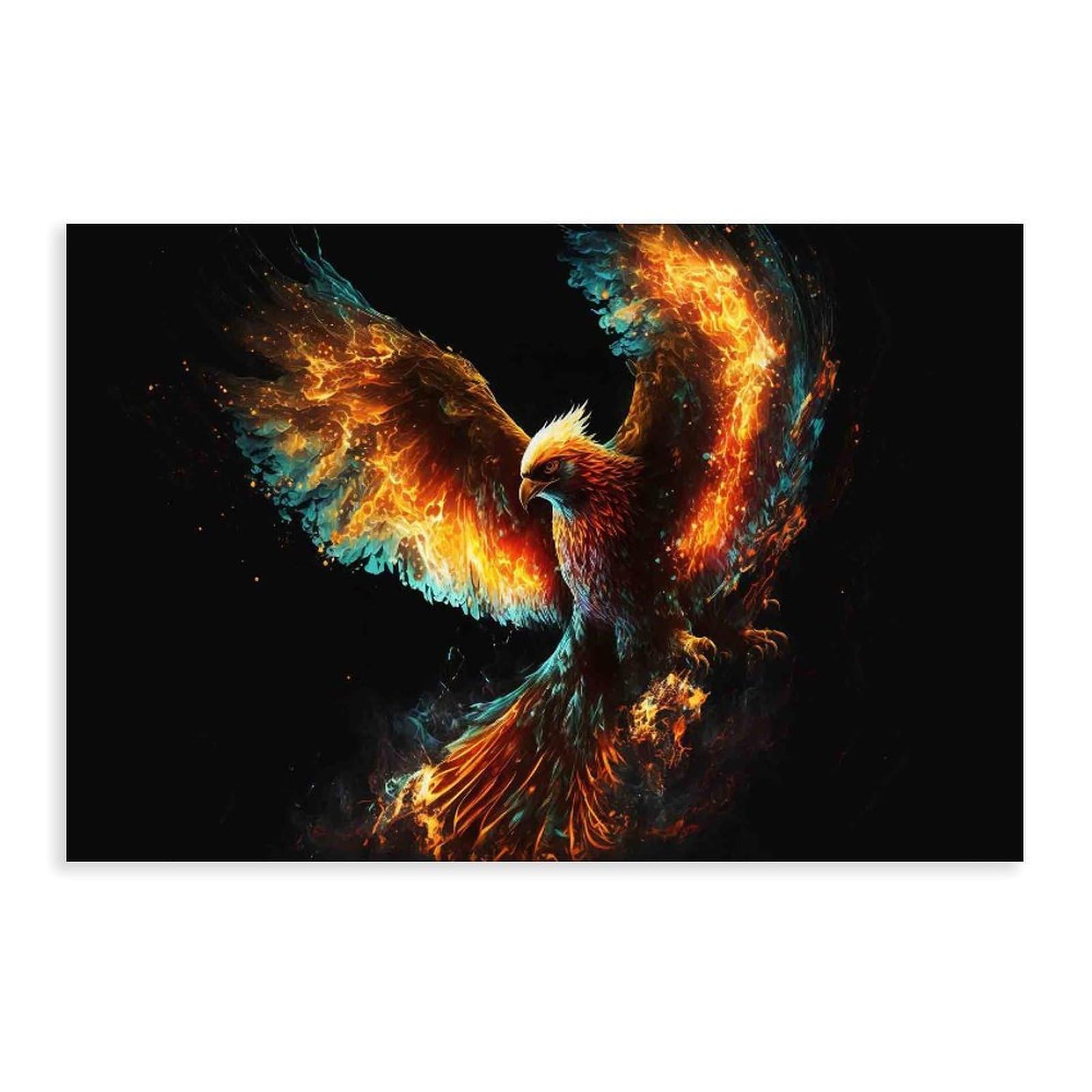 Qnvjqkdsi Unframe Phoenix Bird Art Canvas Poster Bedroom Decor Landscape Office Room Decor Gift 24" L X 36" W