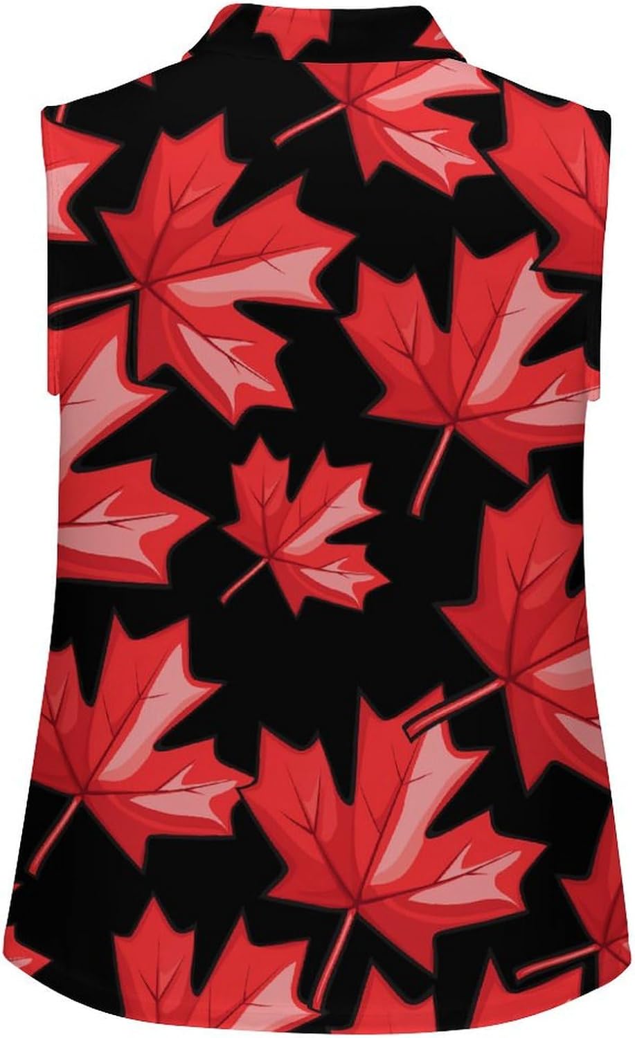 Canada Red Maple Leaf Womens Golf Shirts Print Polo Shirt Sleeveless Tank Top Casual Work Blouses