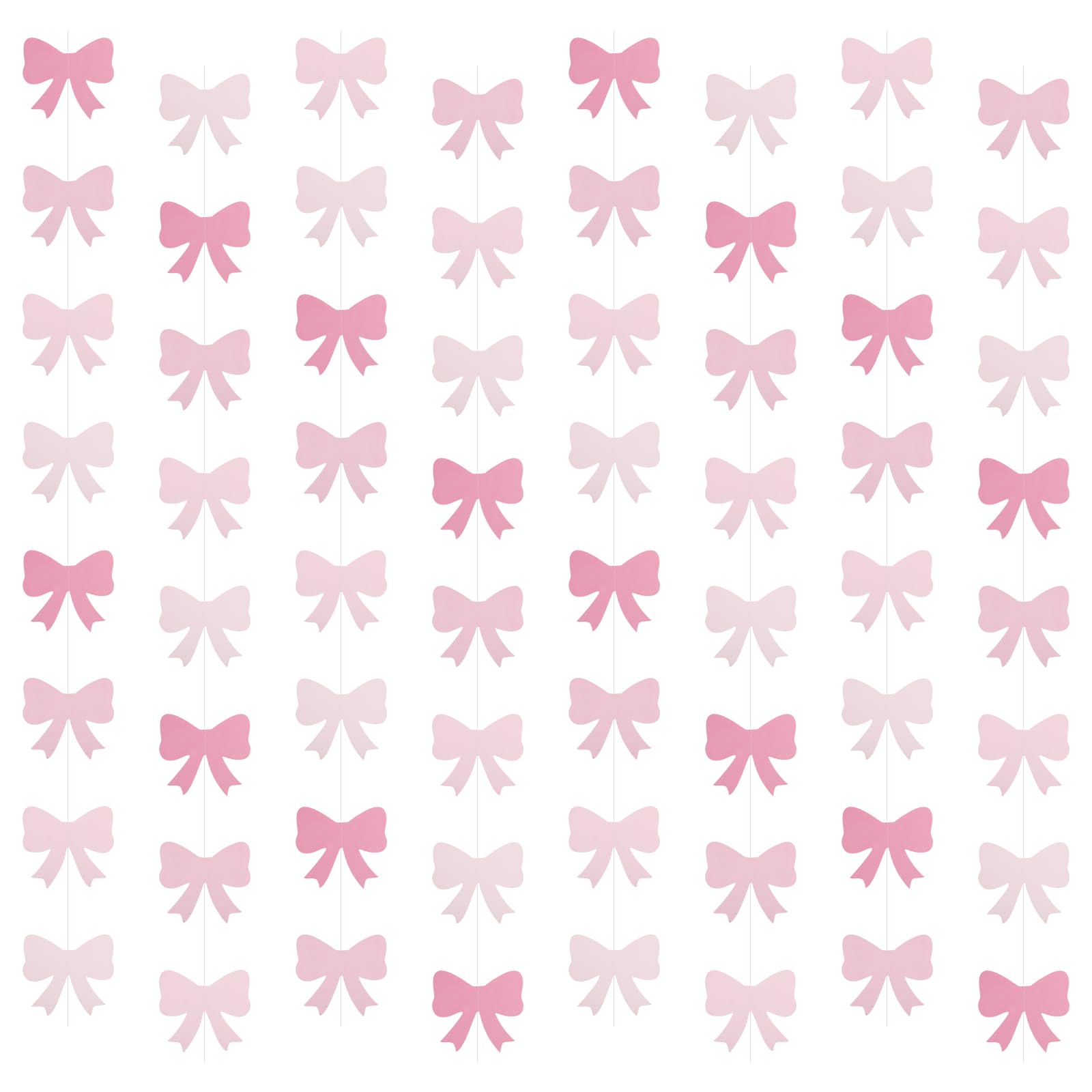 8pcs Bow Hanging Decoration, Paper Pink Garland Decor for Girls Pre-Assembled Party Decorations for Bow Theme Shower Birthday Parties