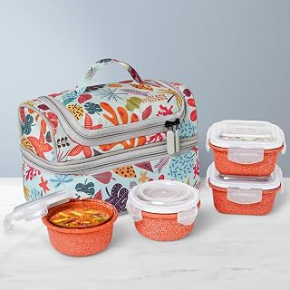 Borosil BGFGBTIFEC0090 Bloom Lunch Box, Glass, Pink