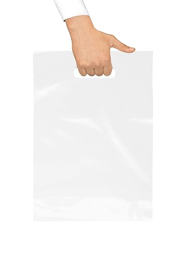 Bolsa de plástico transparente con asas de 9 x 12 pulgadas bolsas de plástico troqueladas esmeriladas transparentes con asas paquete de 100 para Bolsa de plástico transparente con asas de 9 x 12 pulgadas bolsas de plástico troqueladas esmeriladas transparentes con asas paquete de 100 para