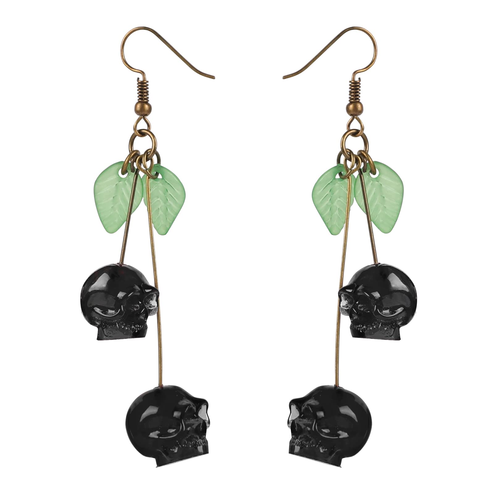 ZKBKJSPZJBSkull Cherry Earrings/Red Skulls Earrings/Halloween earrings/funky spooky quirky earrings/Nickel Free