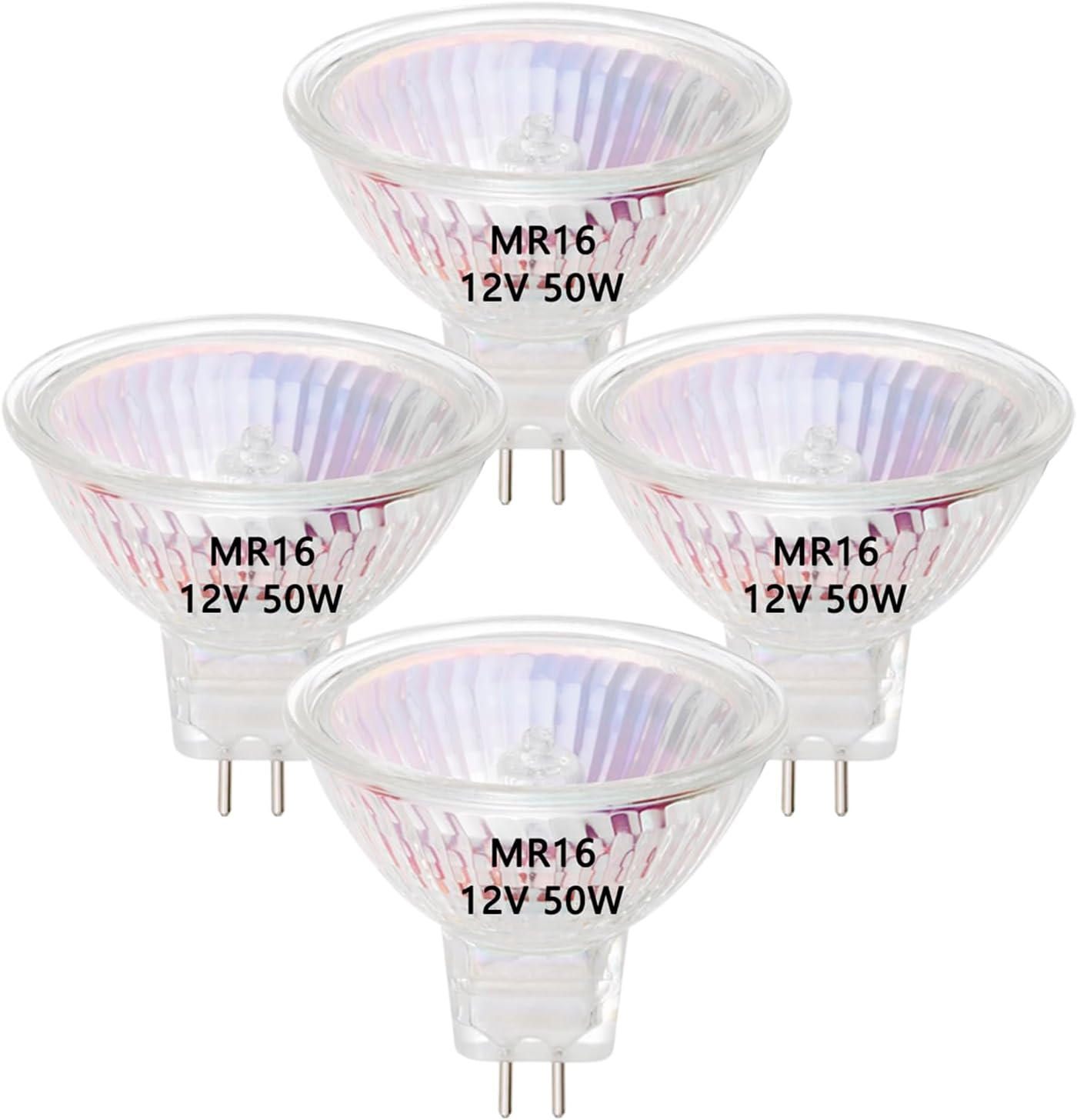 MR16 Halogen Light Bulbs, 50W 12V MR16 GU5.3 Halogen Spot Bulbs Lamp, Warm White,Pack of 4