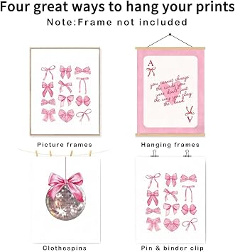 MINWEGI 4 Pcs Preppy Room Decor, Pink Posters for Bedroom, 15x20cm