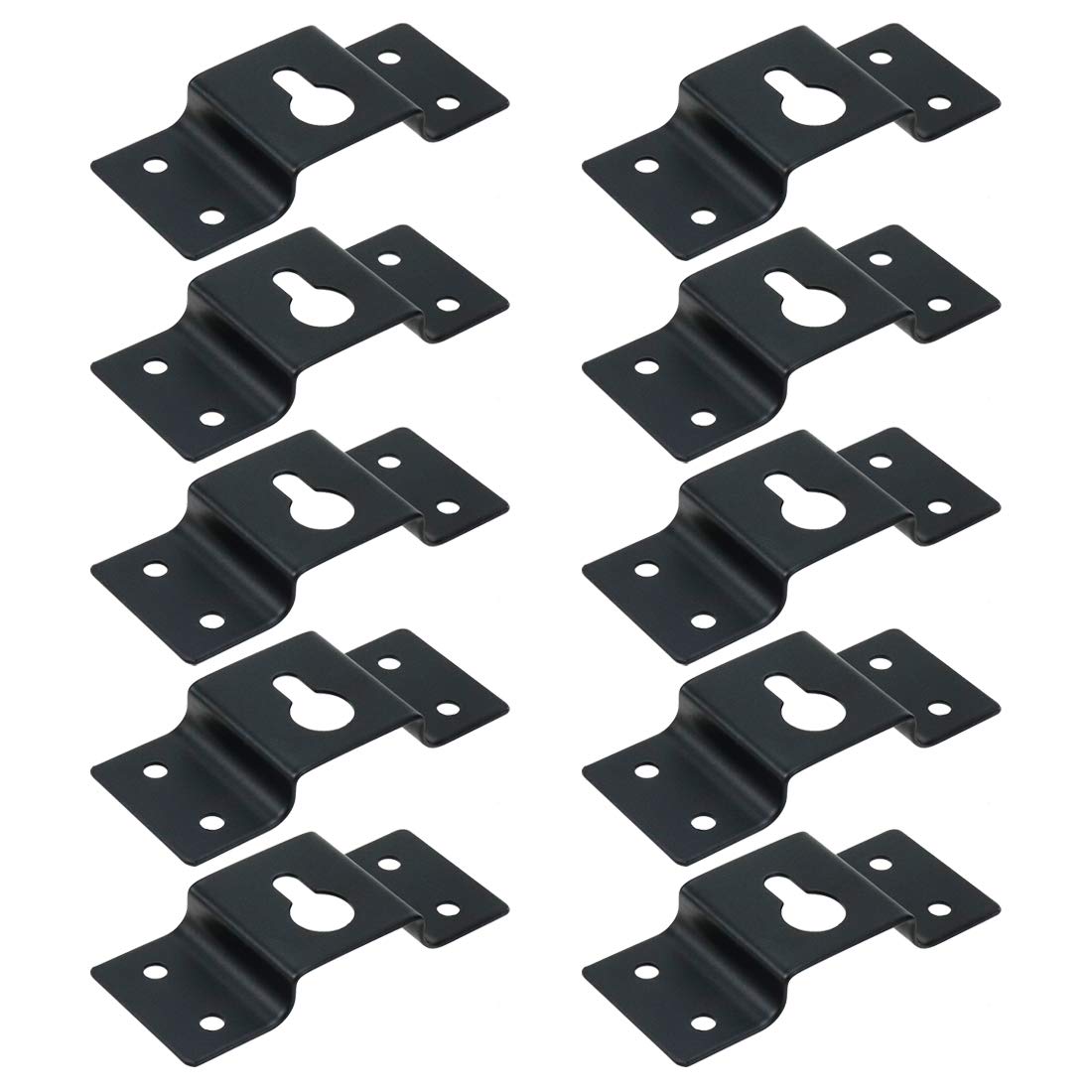 Semetall 10 Pack Metal Wall Mount Hook Hanger Bracket for Surround Sound Box Speaker,Black Hanging Speaker Bracket with Mounting Screws (71mmx30mm)