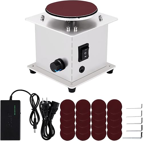 MXBAOHENG Mini lijadora de disco eléctrica de 4 pulgadas con función de avance y retroceso para lijado de madera, metal, piedra y tijeras, 6000 RPM