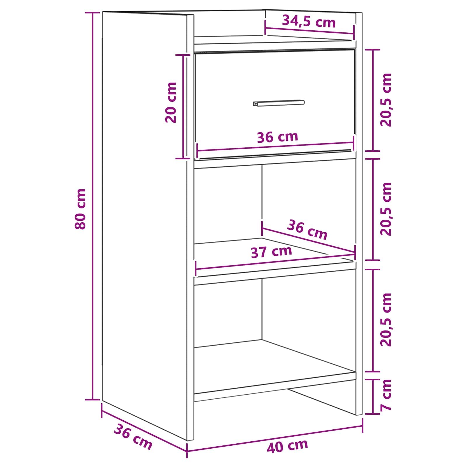Générique Anrichte aus Holz, 40 x 36 x 80 cm | Regale und Schubladen, Griffe aus Metall, Aufbewahrung für Esszimmer, Wohnzimmer, Flur