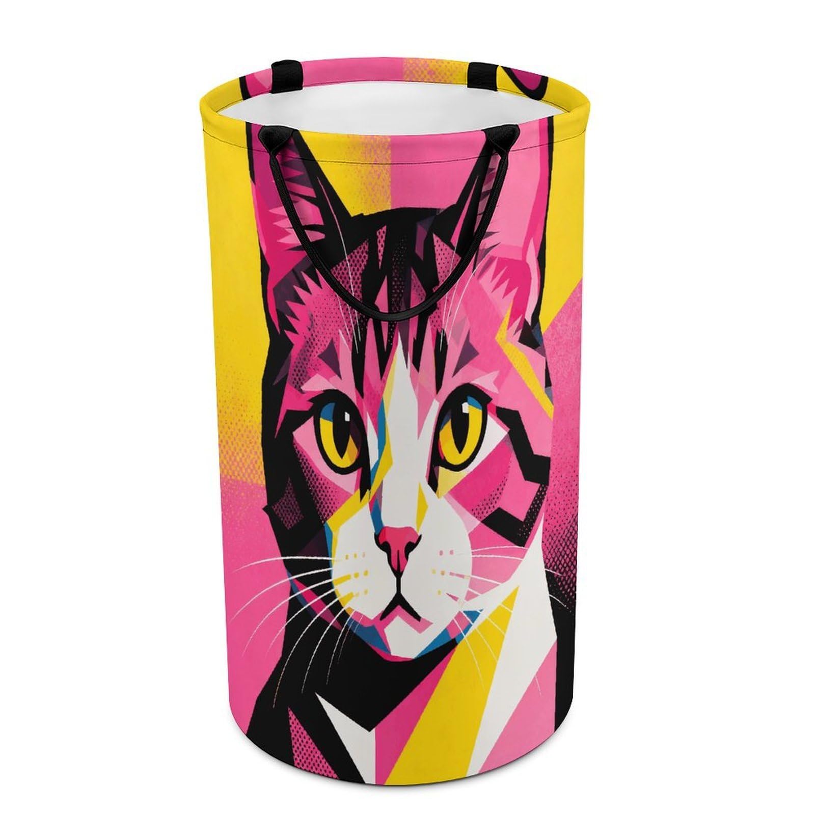 Pop Cat Laundry Hamper Waterproof Polyester Laundry Baskets Collapsible Dirty Clothes Storage Basket Clothes Hampers with Sturdy Handles for Travel Bedroom