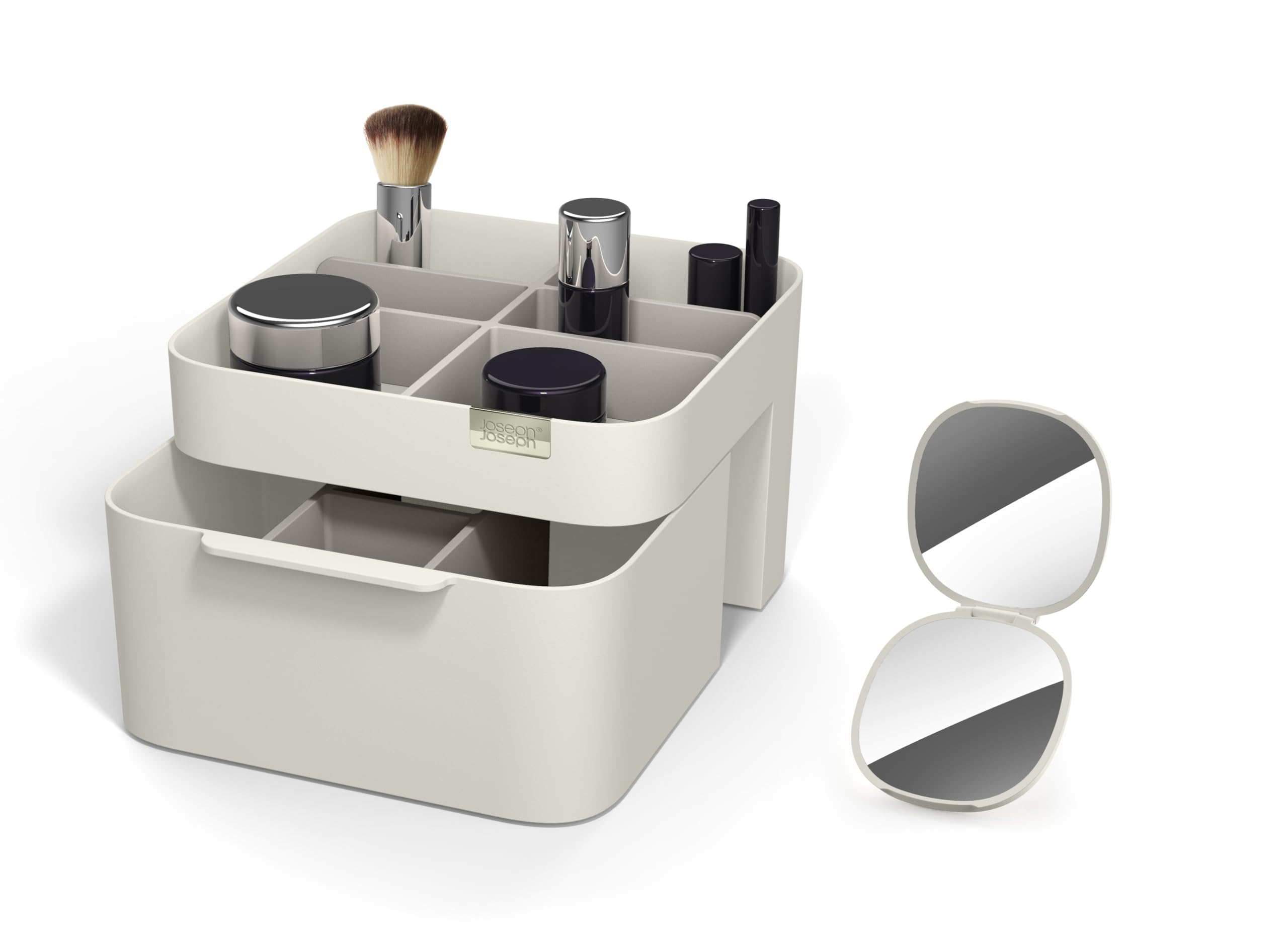 Joseph Joseph Viva - Tiered Makeup Brush Pot Organiser with dividers for brushes, eyeliners, lip pencils, mascara storage, 4