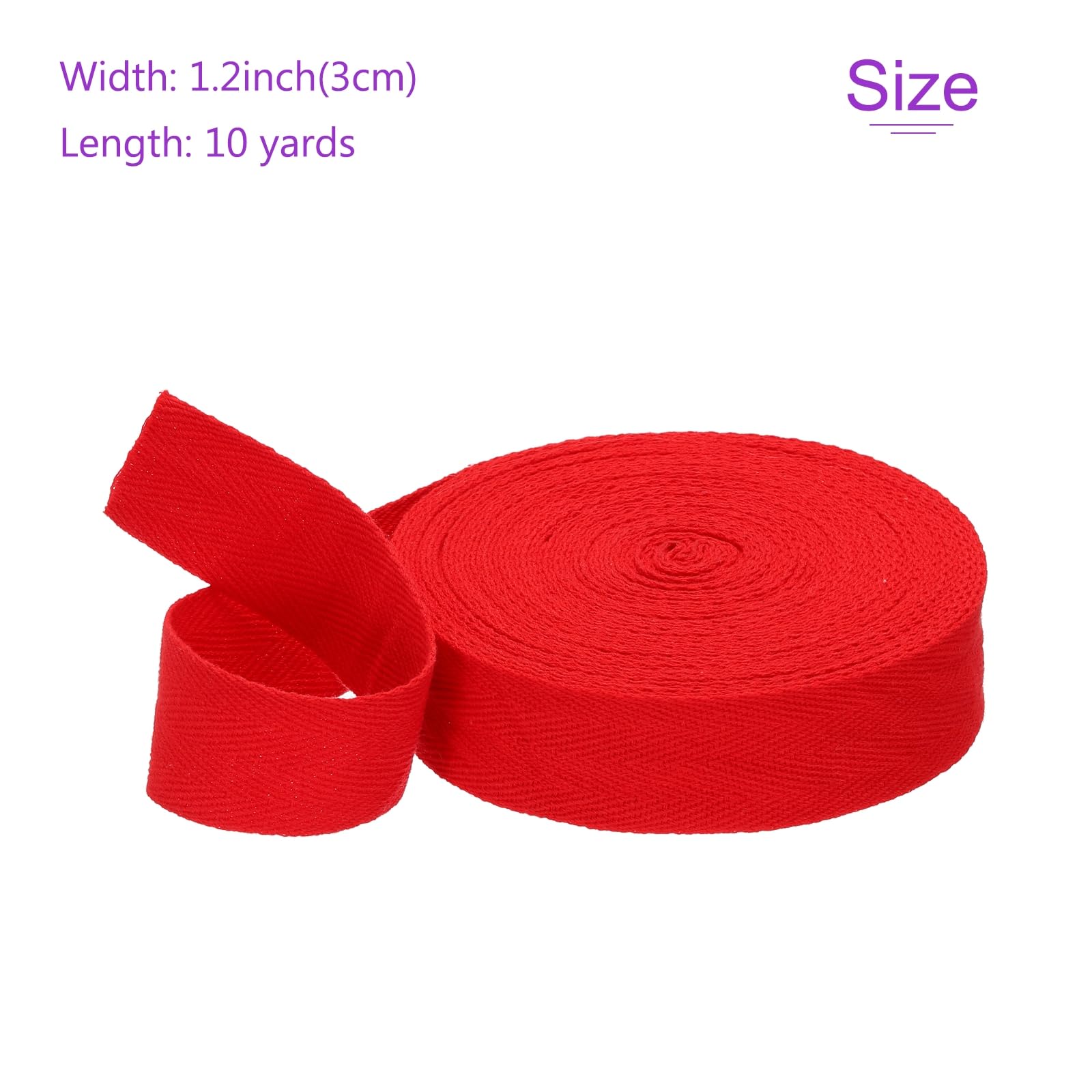 DMiotech 1.2"(3cm) 10 Yards Cotton Twill Tape Cotton Ribbons Bias Binding Tape Herringbone Tape Ribbons Red for DIY Crafts Making Clothes - Image 3