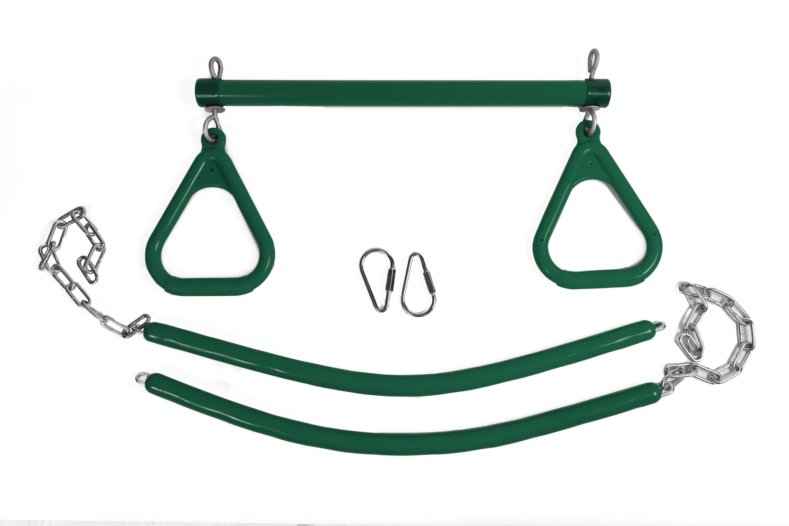 Playset Trapeze Bar and Gym Rings Kit, Green, with 42
