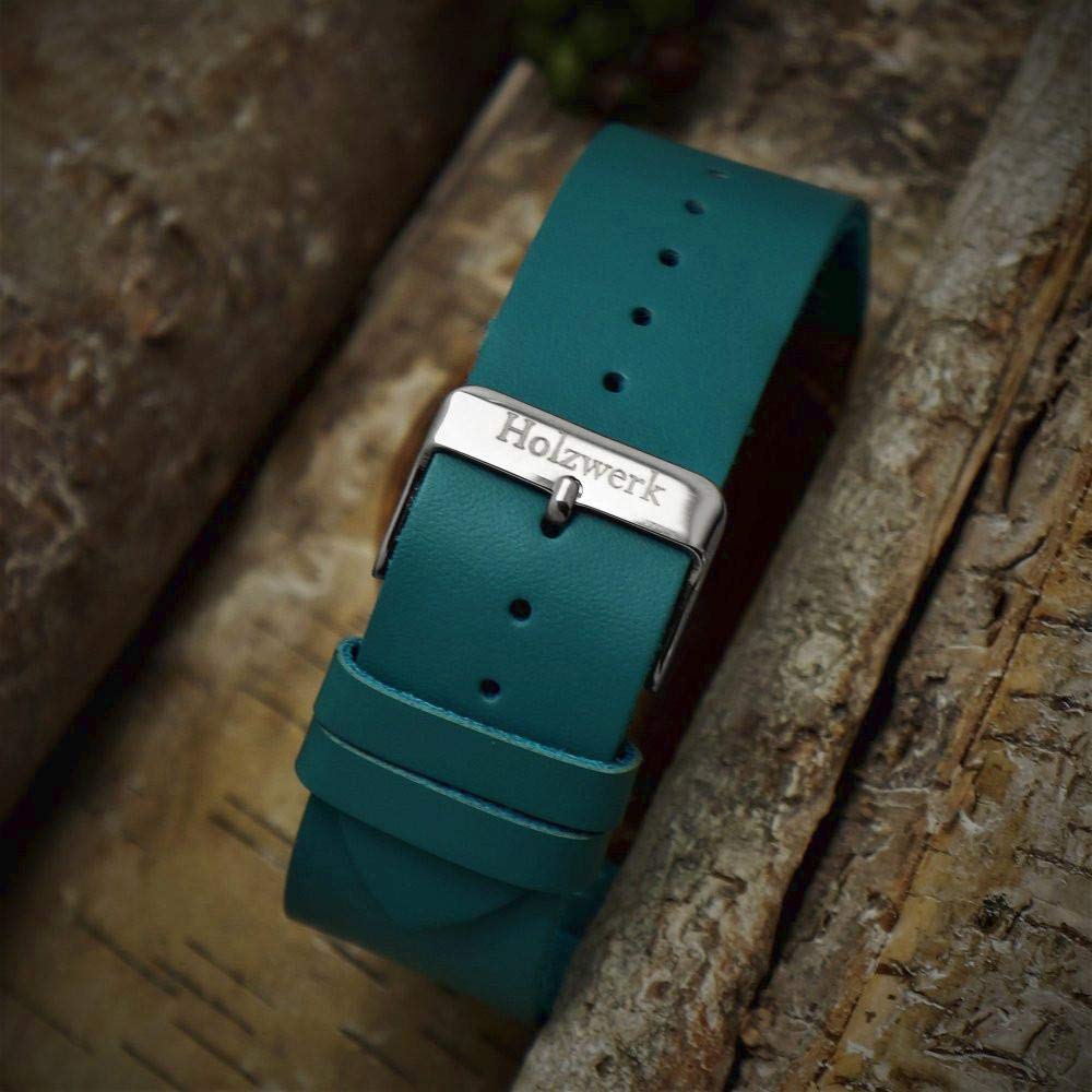 Holzwerk Germany Handgefertigte Designer Damen-Uhr Herren-Uhr Öko Natur HolzUhr Leder Armband-Uhr Save the Trees Analog Quarz Braun Blau Türkis Baum Biene Natur Motiv Limitiert