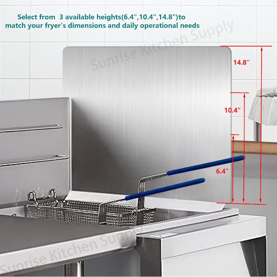 Commercial Stainless Steel Fryer Splash Guard 20.5" x 13.5"