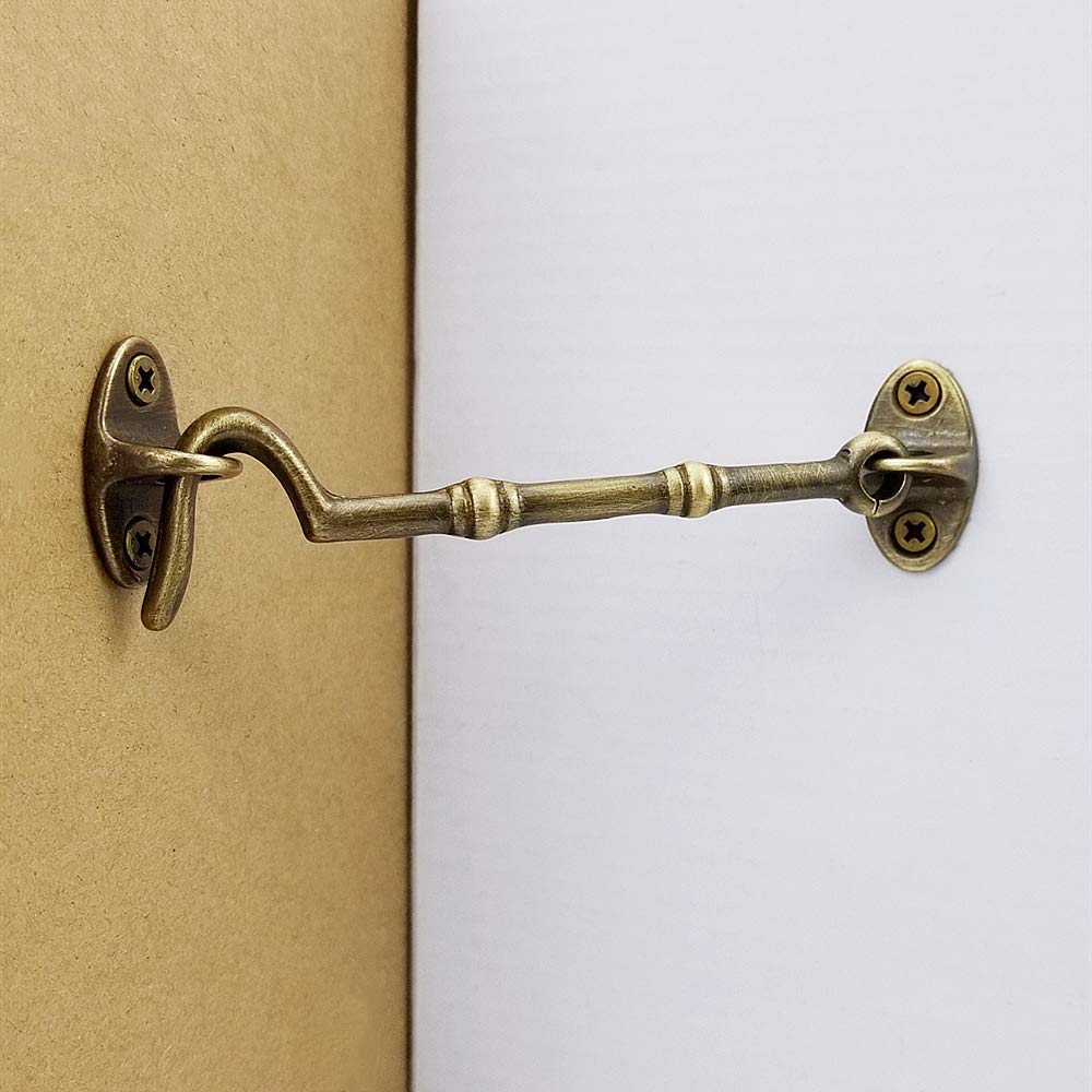 Barn Door Hook and Eye Latch 8inch Heavy Duty Solid Extra Thicken,FIREFLYWEB Sliding Door Lock Barn Gate Latch Privacy Hook and Eye Latch Black (Black 8inch)