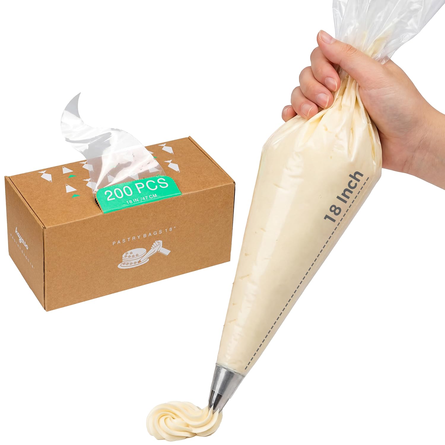 Bolsas desechables para decoración de pasteles, paquete de 200 piezas (18 pulgadas)