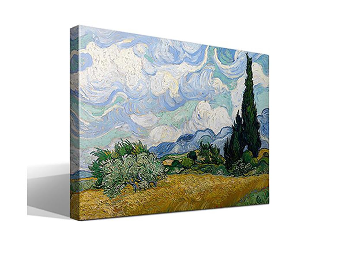 Toile Champ de Trigo avec Cipress de Van Gogh 55x75 cm impression haute definition