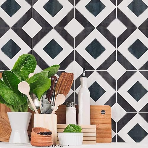 Quattro - Plantilla de azulejos (mediana de 8 x 8 pulgadas), plantillas geométricas de azulejos de cemento para pintar azulejos, plantillas de