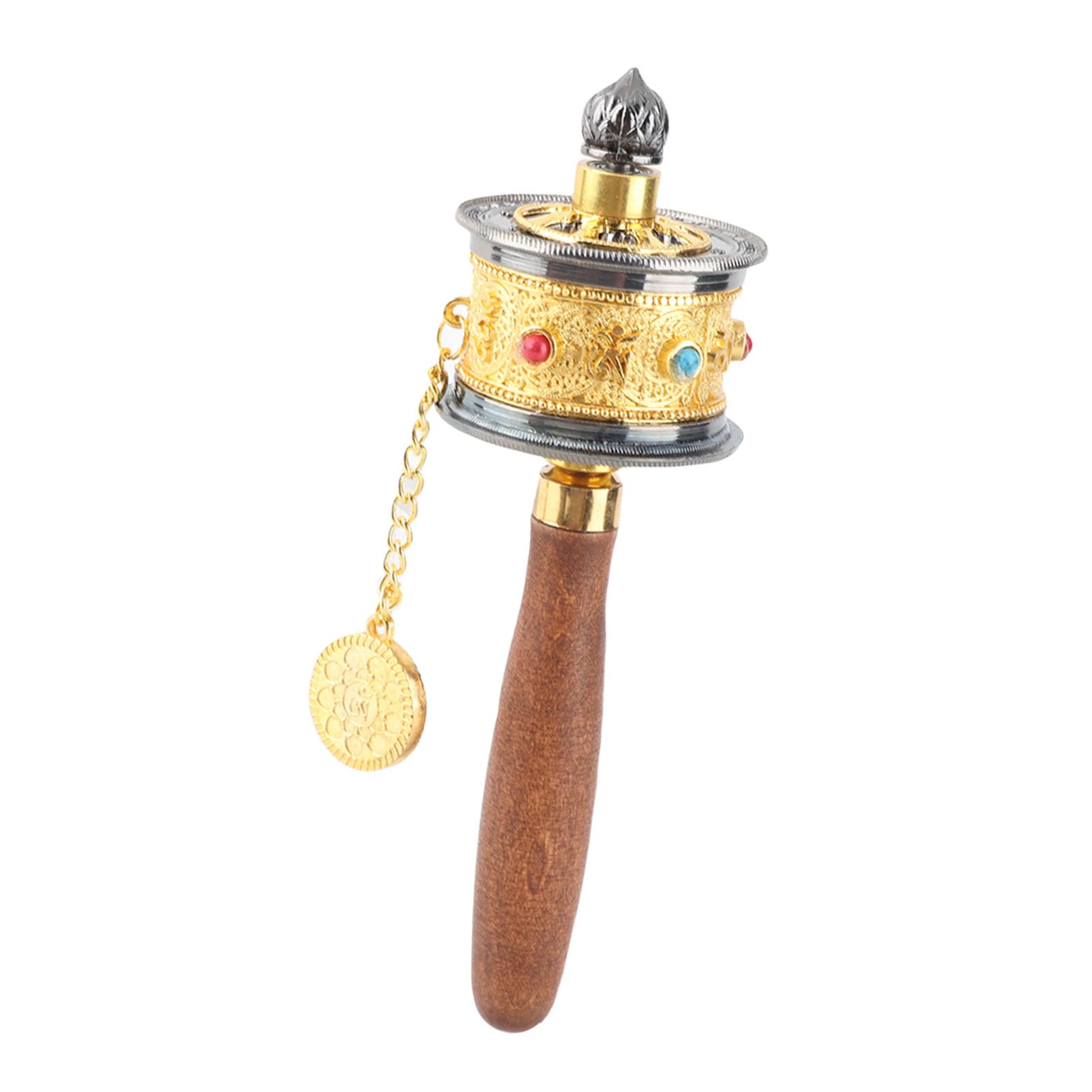 Alliage Bouddhisme Tibétain Mantra à Six Mots Roue de Prière Bouddhiste à Manivelle Métal en Alliage Solide de qualité Supérieure avec Mantra à Six Mots, Fabrication Soignée pour