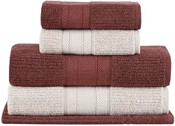 Buddemeyer Jogo de Toalhas Melissa Extra Soft, Banho, Bege/Marrom, 5 peças