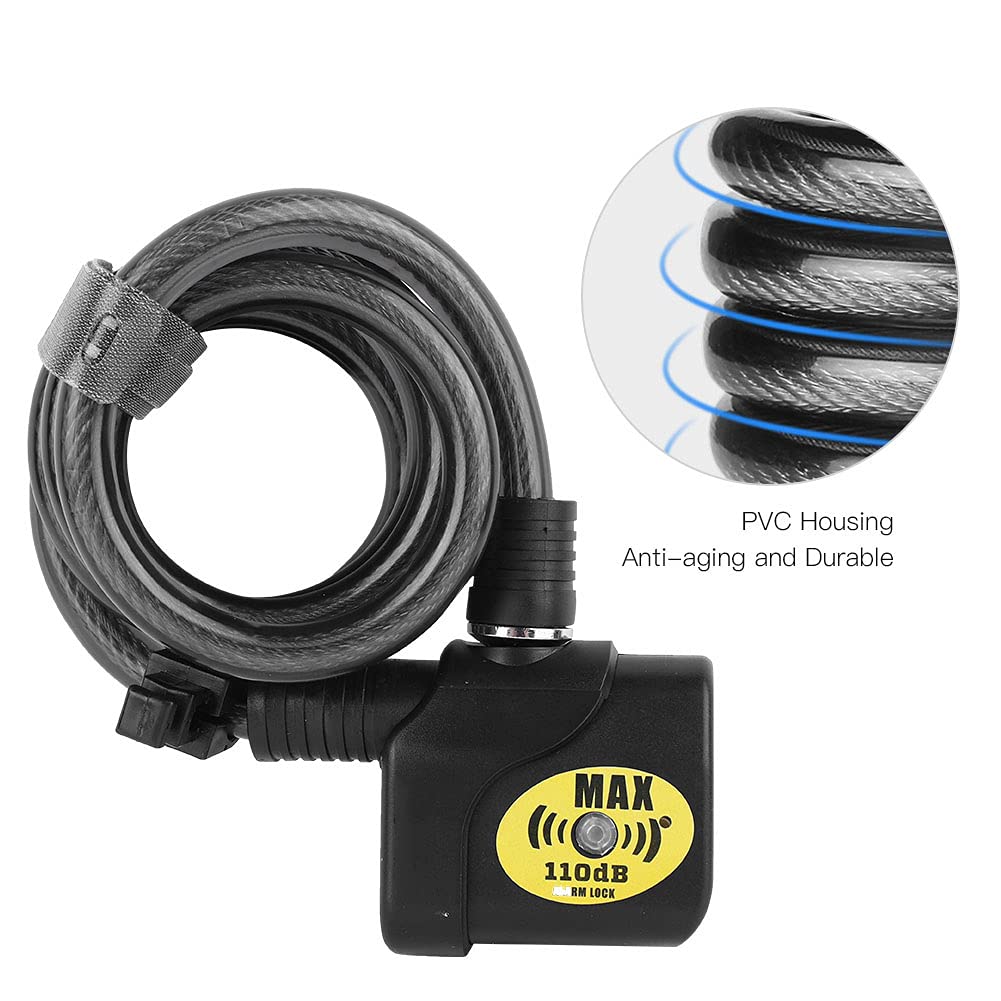 Lucchetto di sicurezza a catena con allarme elettronico Lucchetto antifurto per bici resistente con allarme forte da 110 dB per scooter moto Nero 120 cm