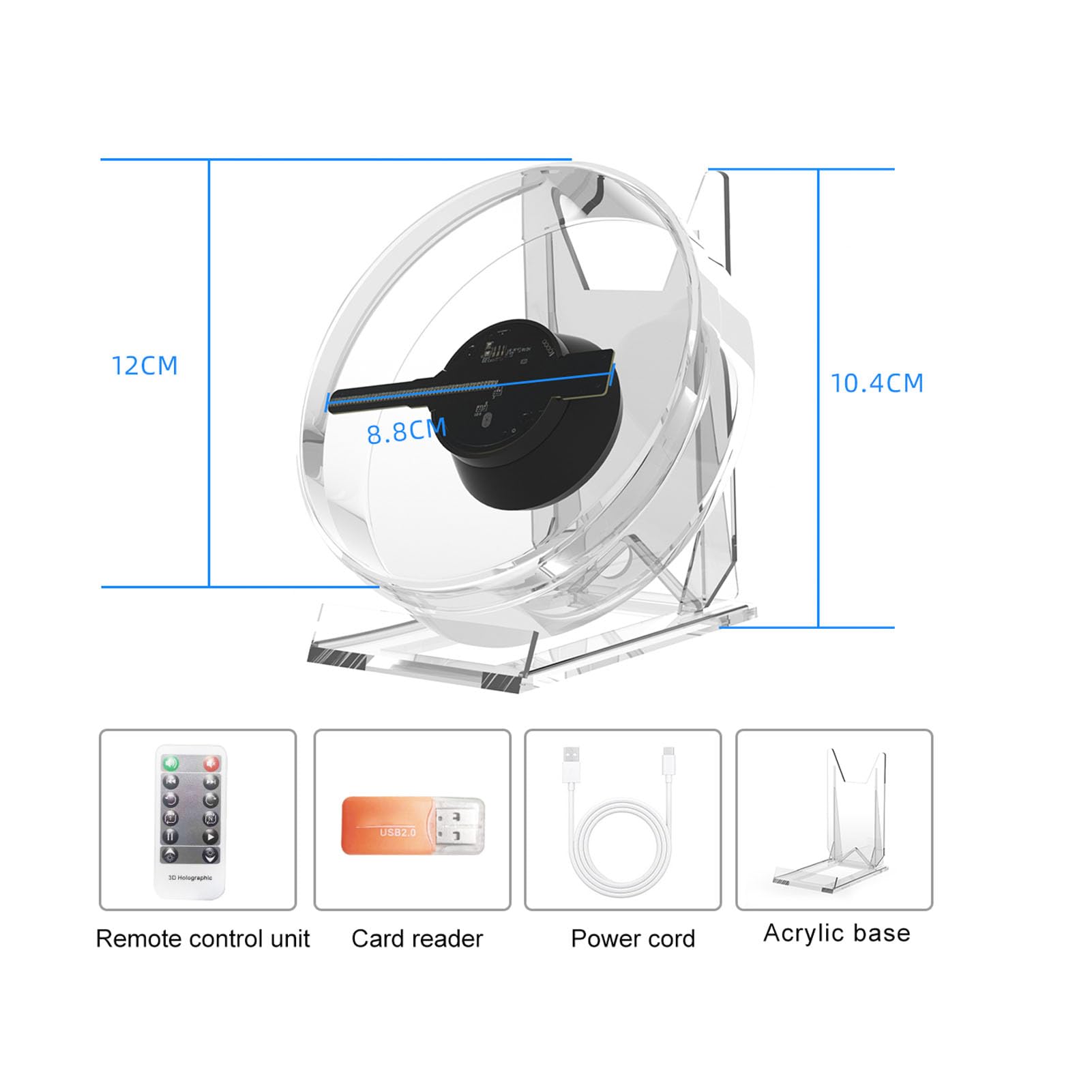 Tosuny Fan di Ologramma 3D, Proiettore a Ventole a LED 3D, Risoluzione 1080x1600, 48 Luci a LED, Display Pubblicitario del Proiettore Olografico con WiFi/App/Remote, per le Imprese
