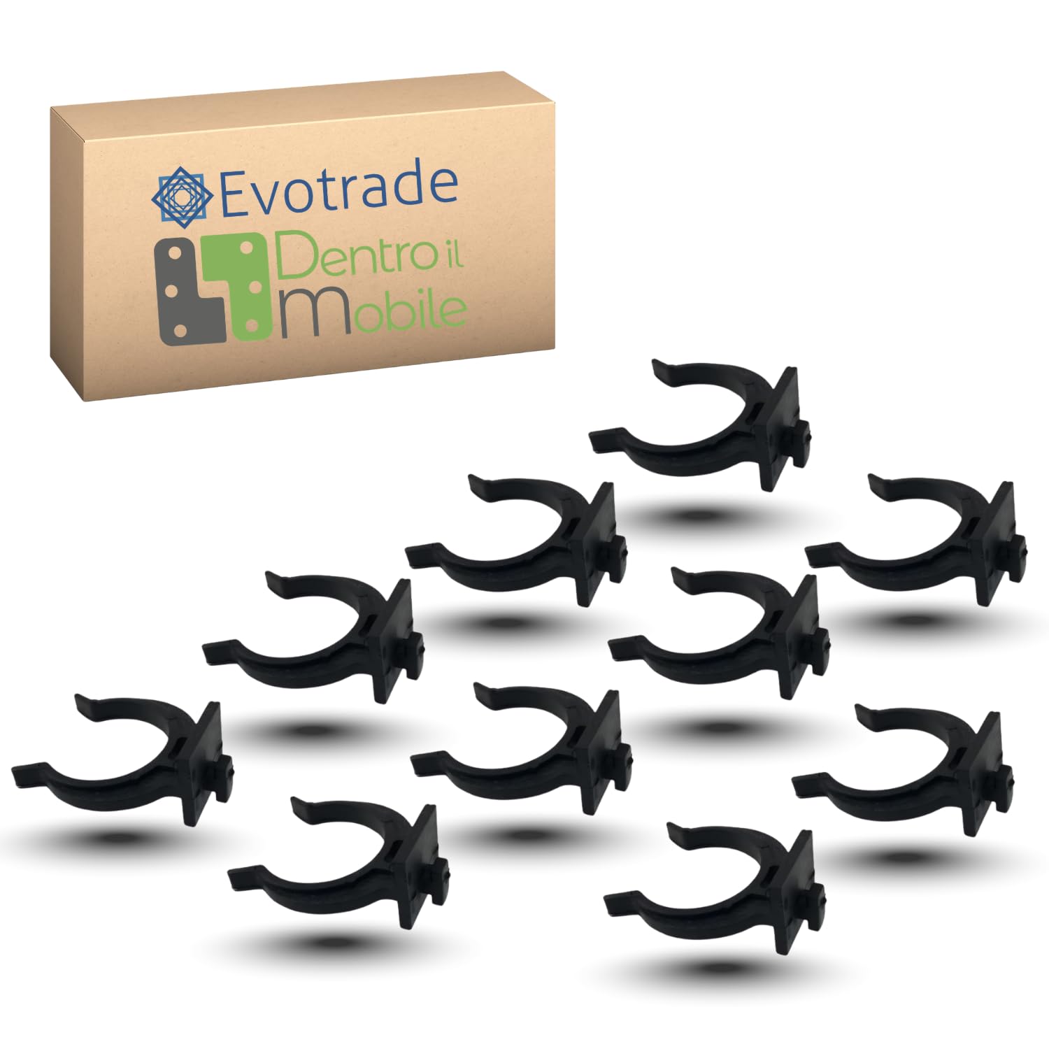 Evotrade 10 Ganci in ABS per Zoccolo da Cucina in Legno e Plastica, Clip Universali per Gambe e Zoccoli da Cucina, Montaggio Rapido a Molla (Confezione 10 Pezzi)