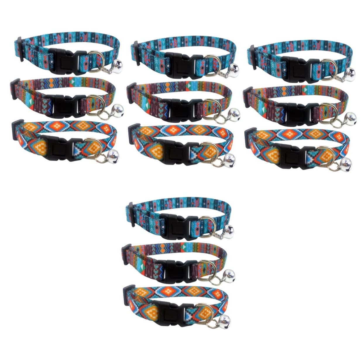 Mipcase 12stücke Verstellbare Katzenhalsbänder Mit Glöckchen Bohemian Stil Leicht Und Komfortabel Für Kätzchen Und Kleine Hunde Für Feste Und Alltag Verschiedene Designs