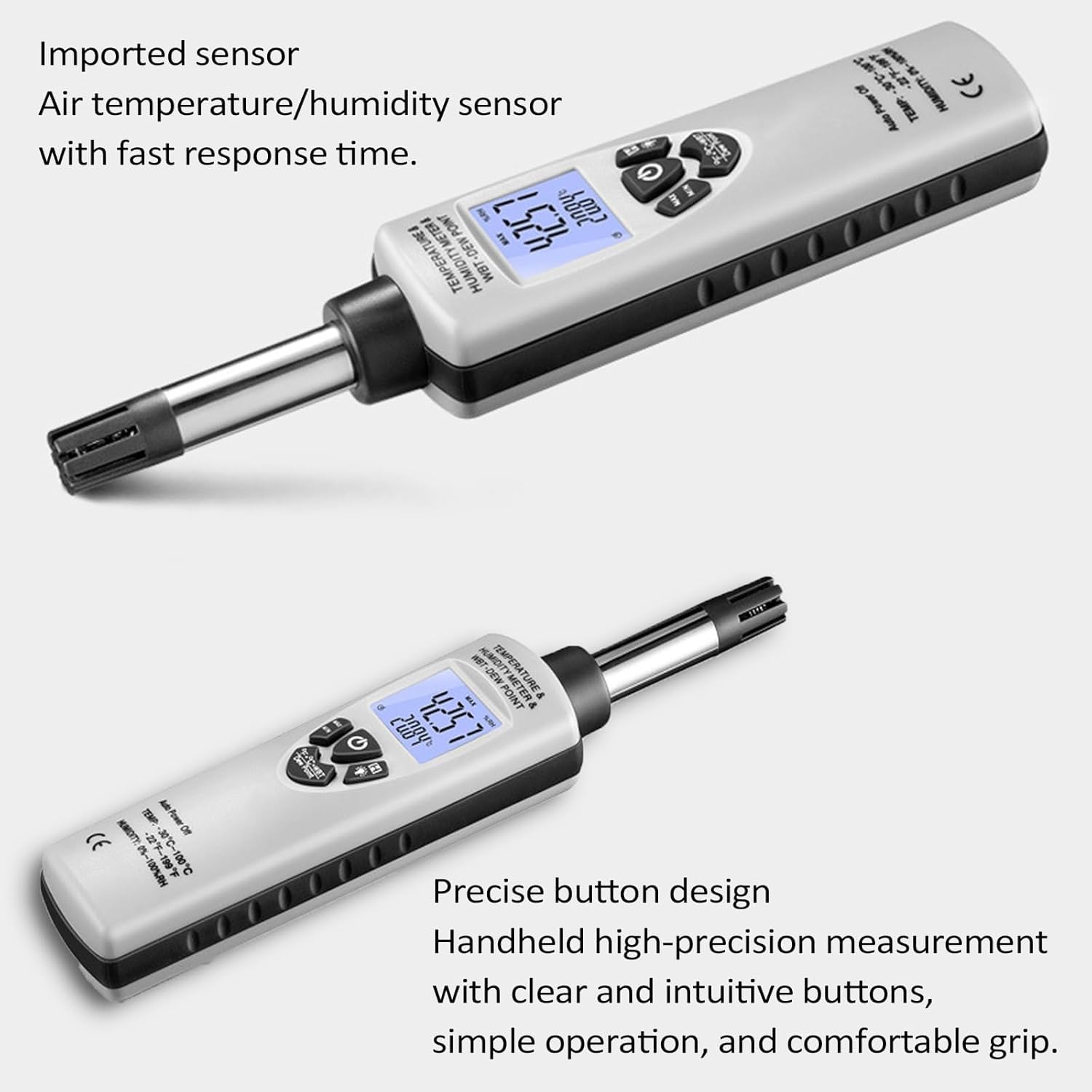Igrometro digitale ad alta precisione, misuratore di temperatura e umidità industriale per interni, tempo di risposta 10 s, con display LCD retroilluminato, per casa, ufficio, camera da letto, soggior