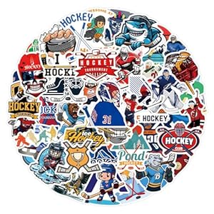 55 calcomanías de hockey sobre hielo, impermeables, para adultos, adolescentes, niños, botellas de agua, laptop, equipaje, computadora, teléfono celular, guitarra, patineta, decoración (hockey sobre
