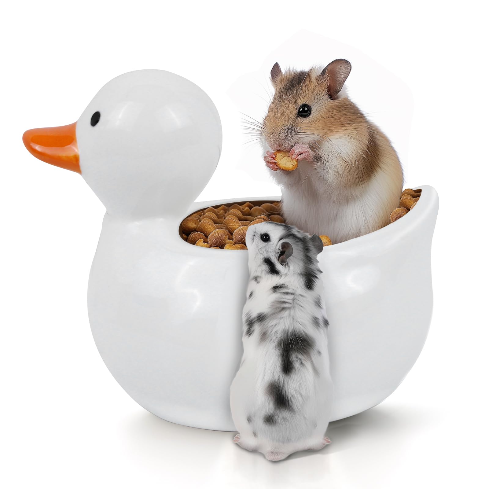 Hamster Food Bowl, Small Animals Food Bowl, Duck-Shaped Ceramic Small Pets Feeder, for Gerbil, Hedgehog, Rat, Rodent