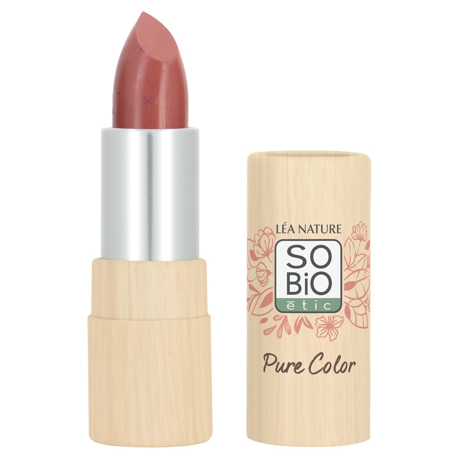 SO'BIO ETIC Rouge à Lèvres Satiné Teinte Bois de Rose - Pure Color Bio - 2 g - Texture Onctueuse et Non Collante - Certifié Bio et Vegan - Lot de 2
