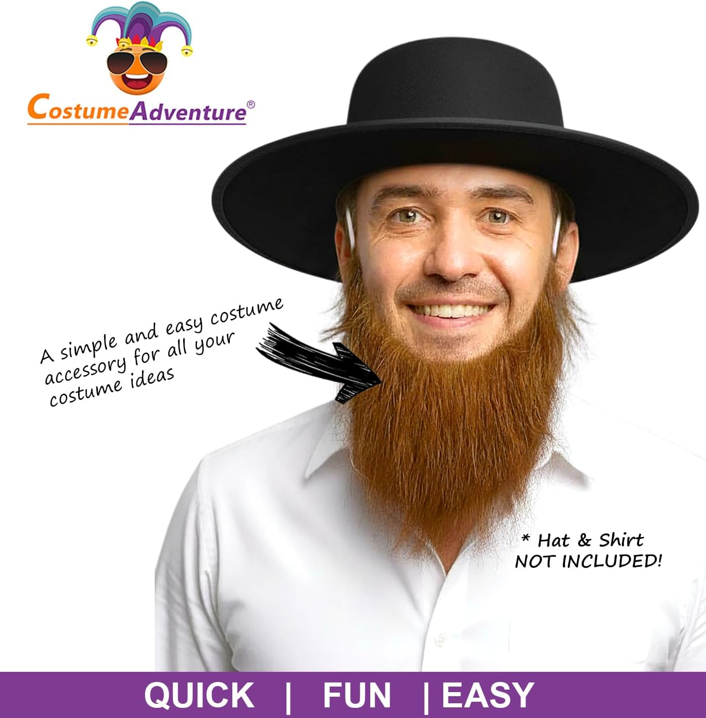 Costume Adventure Men's Red Irish Leprechaun Beard, One Size, St. Patrick's Day image 4