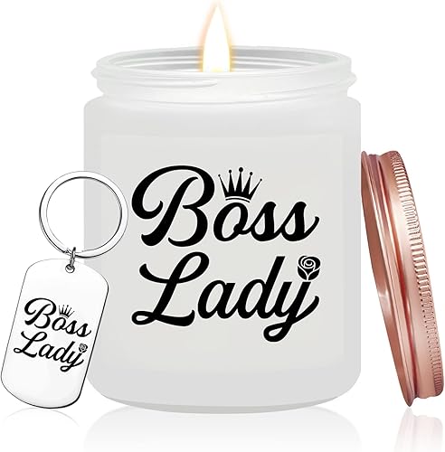 Vela perfumada de lavanda, regalos para mujer jefa, vela de soja totalmente natural para el día del jefe, cumpleaños, Navidad y otras ocasiones