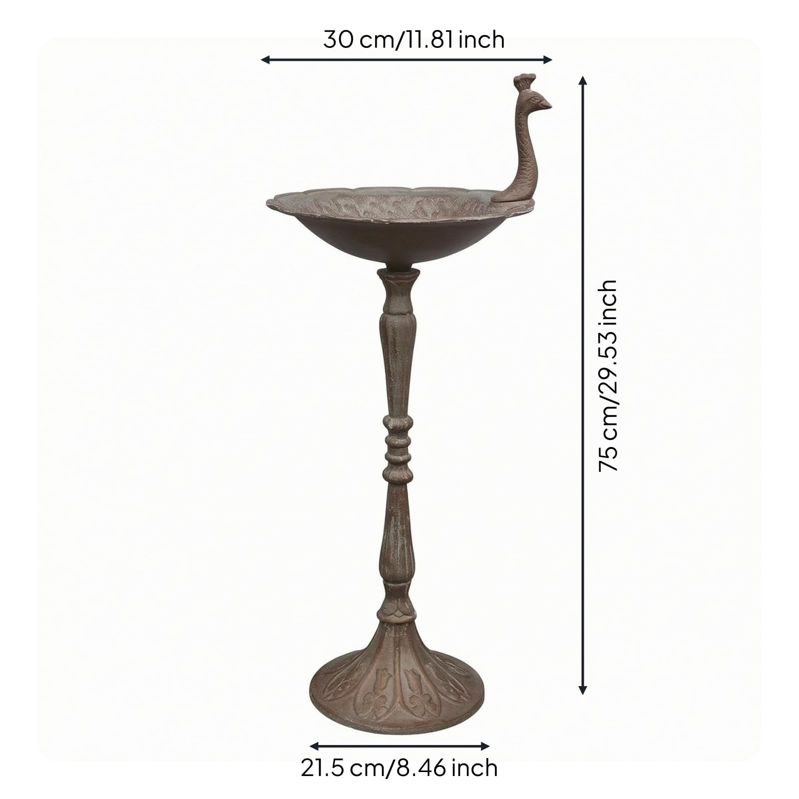 Comedero Aves Metal Decorativo Comedero Aves Pie Base Acampanada Adorno Jardín para Patio