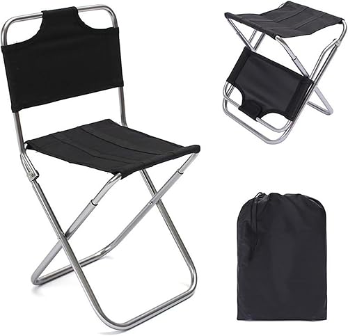 Silla plegable de camping, silla portátil con respaldo, ultraligera para playa, césped, al aire libre, camping, mochilero, aleación de aluminio,