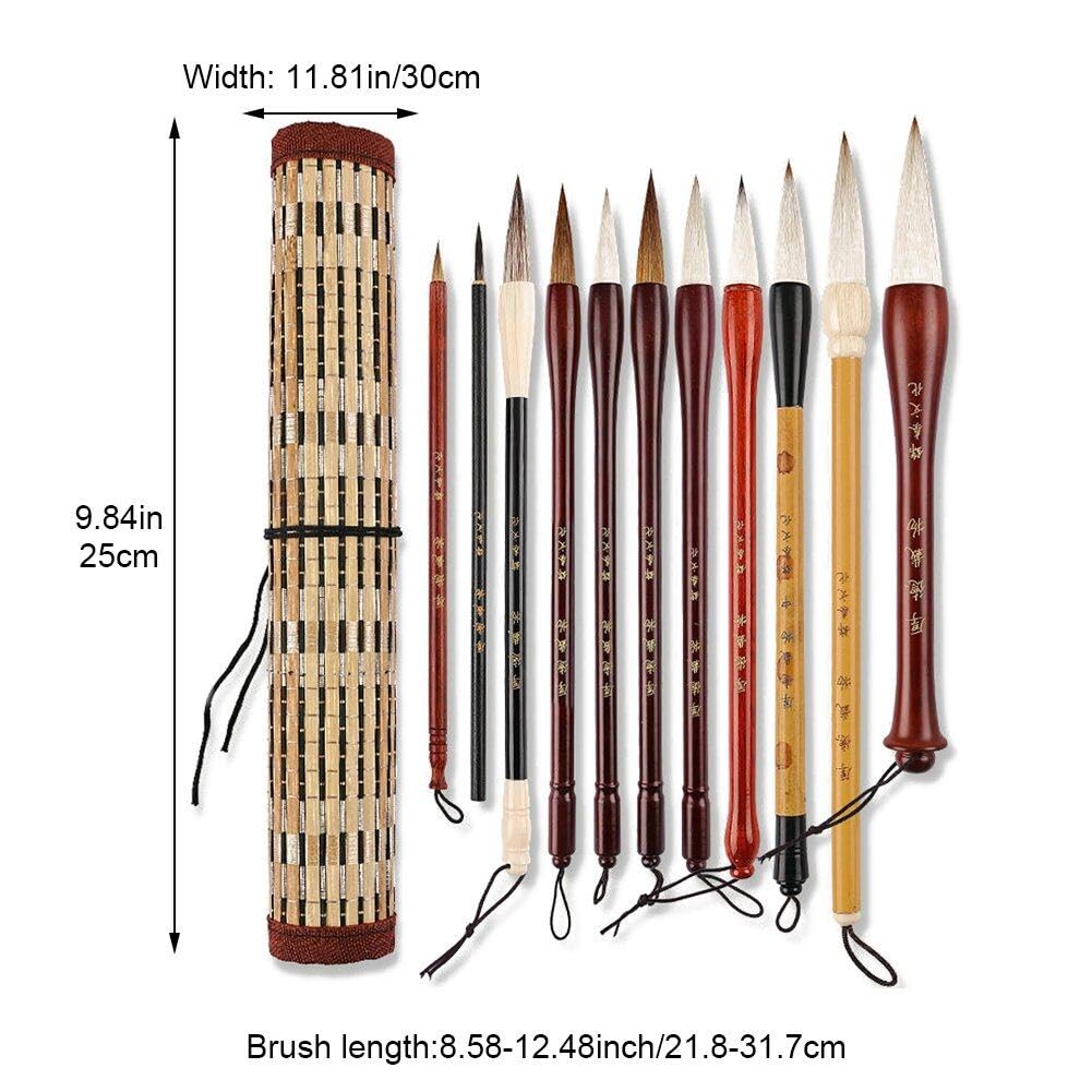 Chinesische Kalligraphiebürsten Malerei Schreiben Pinsel Aquarellbürsten Set Kanji Japanisch Sumi Zeichnung Pinsel Roll-up-pinselhalter