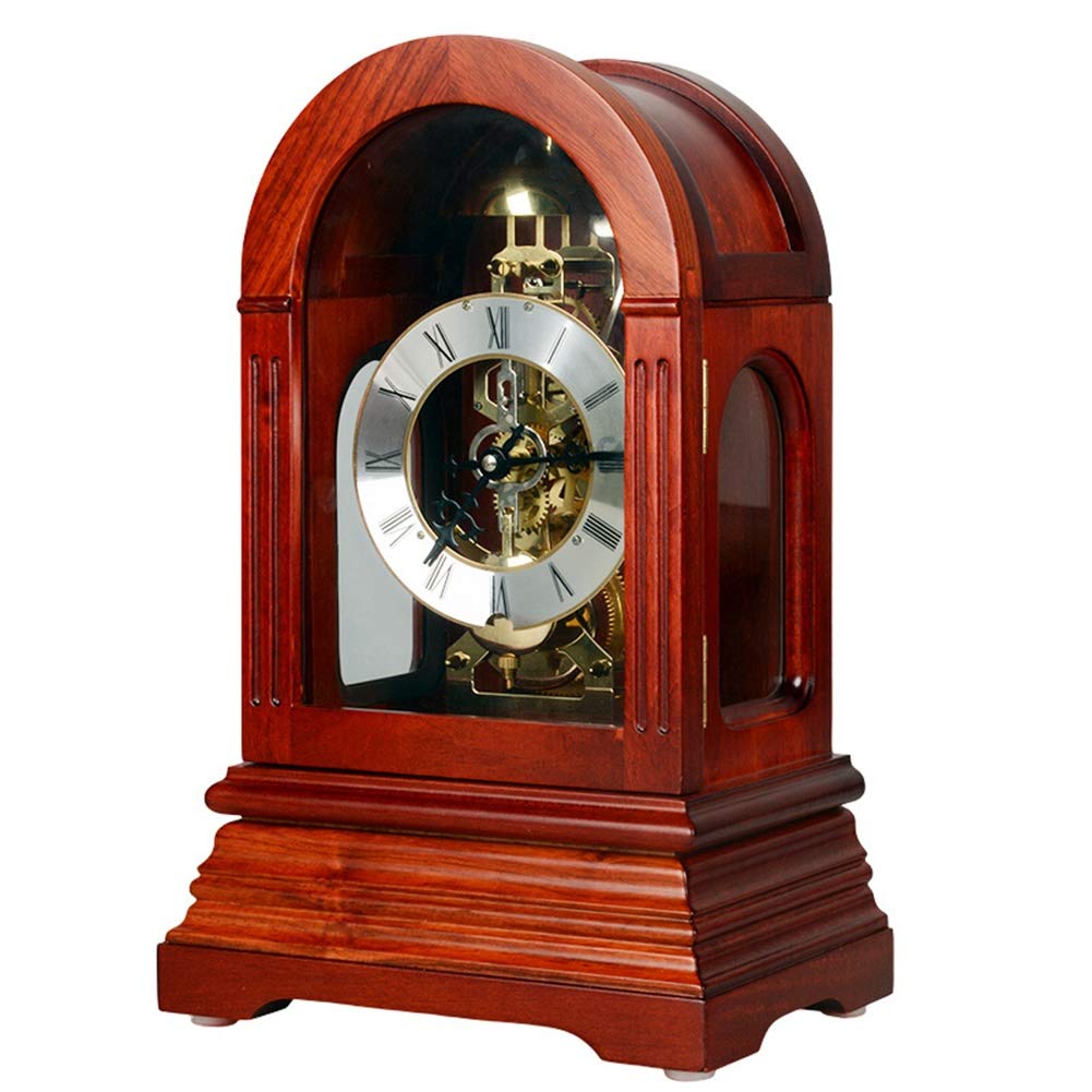 Yxx max -Bracket clock Mantel Clock Chime Table Clock Living Room Decor  Desk Clocks European Retro Mechanical Manual Winding Movement Bedroom Wooden