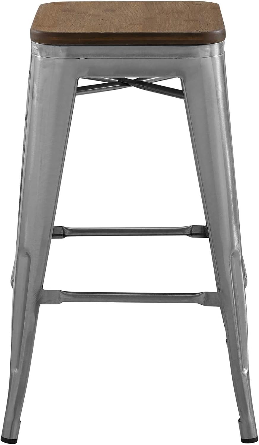 Ergode Promenade Bamboo & Metal Counter Stool Set | Vintage Steel Finish | Industrial Modern Design | Enhance Home Decor | Set of 2 (EEI-3958-GME-VV)