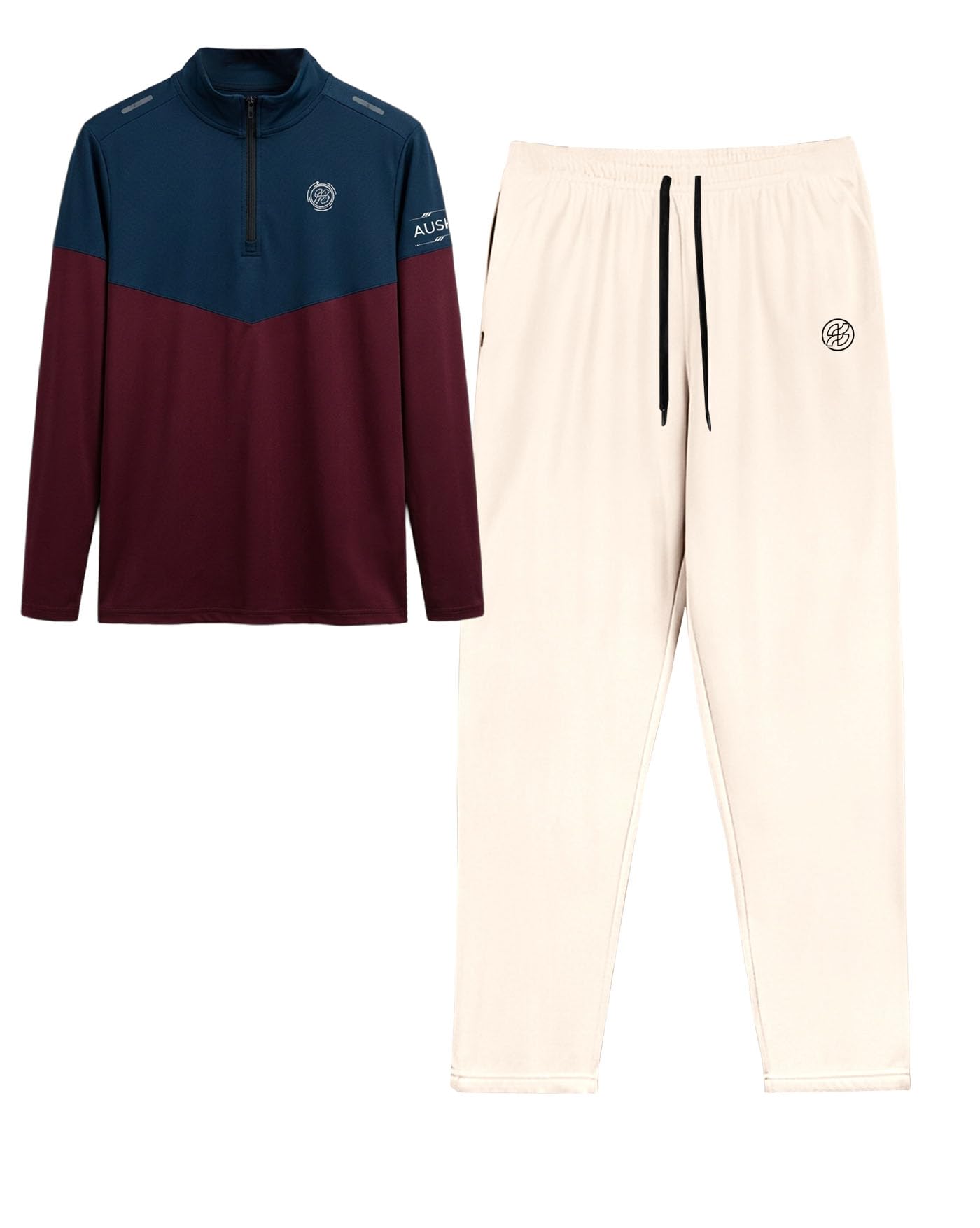 enitor Men’s Apparel Set, Graphic Round Neck T‑Shirt + Off‑White Track Pants with Drawstring Waist – Casual Wear, Athleisure Outfit, Streetwear Loungewear Fashion-picture-32