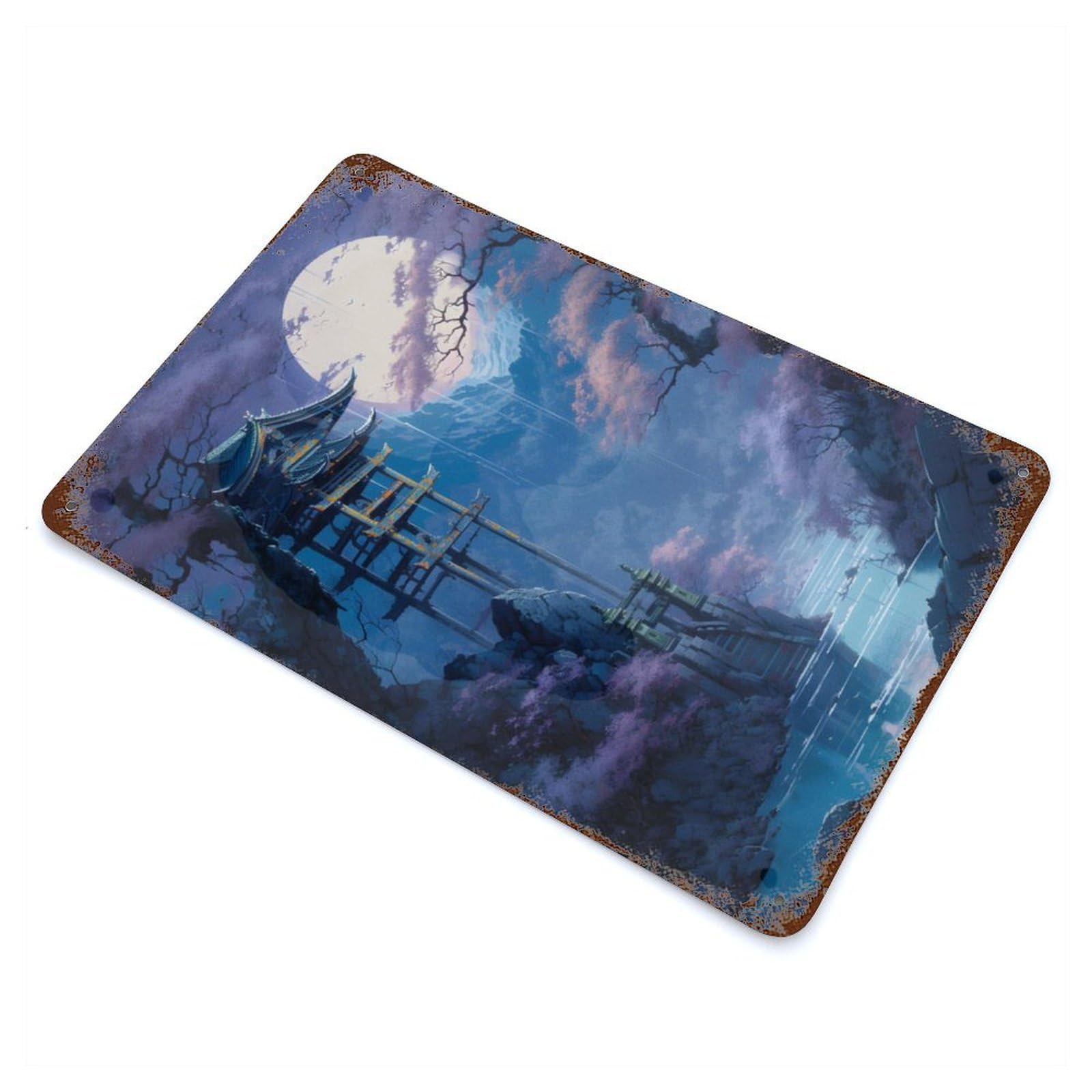 Garage Style Magic Forest Weathered Tin Sign 11.8"x7.9", Classic Wall Plaque for Bar And Workshop