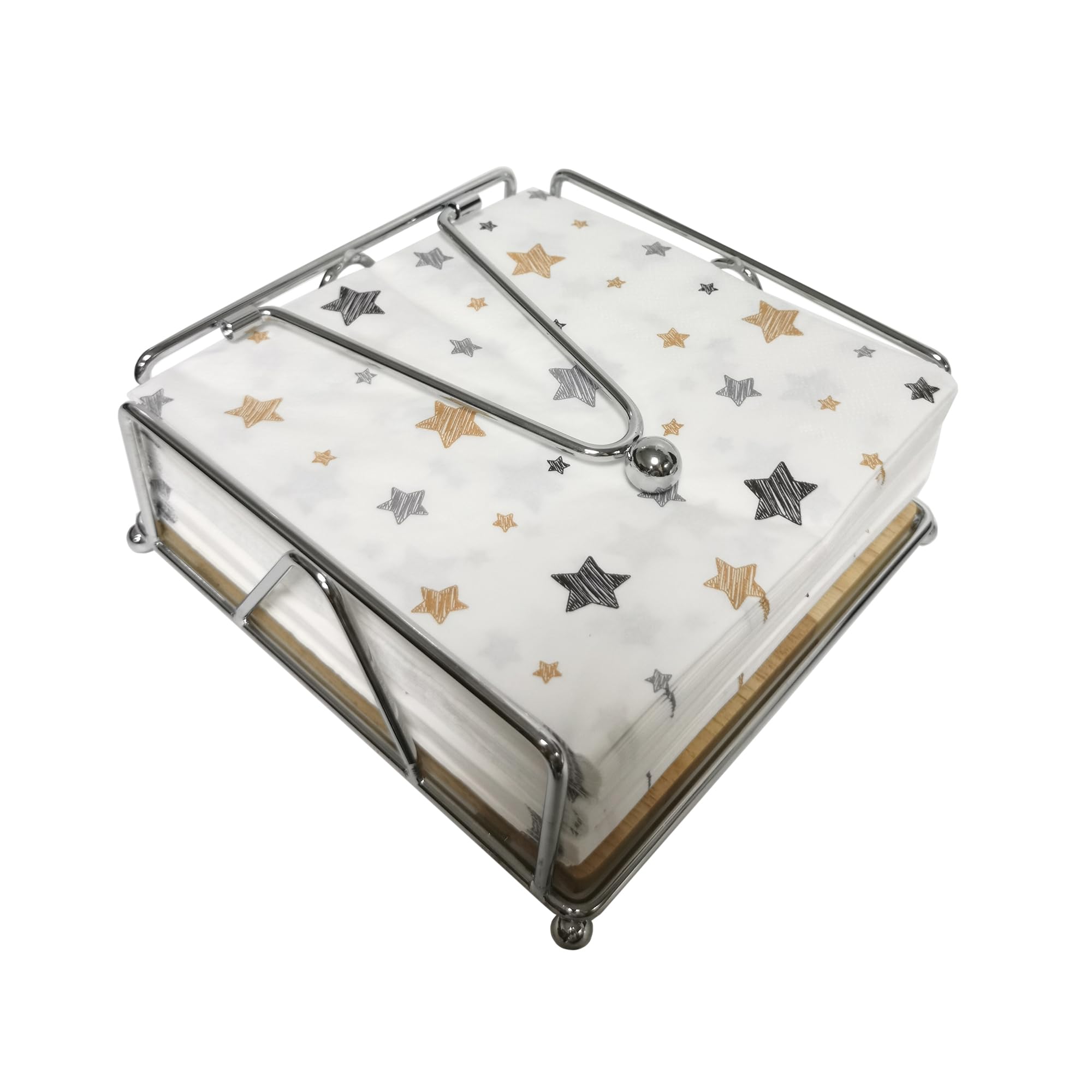 Napkin Holder for Table Modern Metal Flat Napkin Holders Square Paper Napkin Dispenser for Kitchen Table Dining Farmhouse (Chrome)