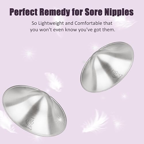 Miniatura 5 de Boboduck Tazas de lactancia plateadas, cubiertas plateadas para pezones para proteger y calmar los pezones doloridos, protectores de pezones