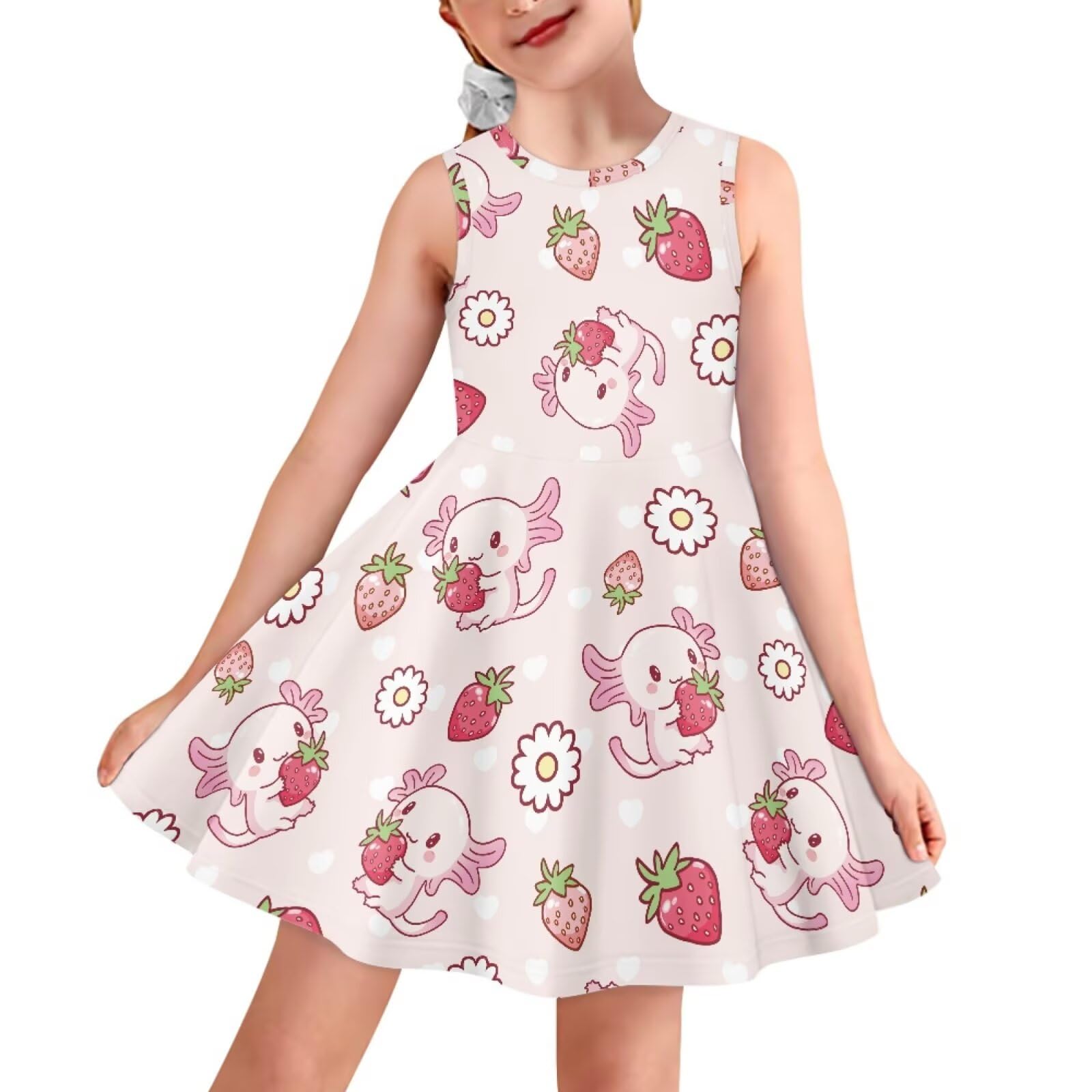 ORGYPET Sleeveless Dresses for Girls Kids Twirly Swing Dress for Summer A-Line Playwear Dress