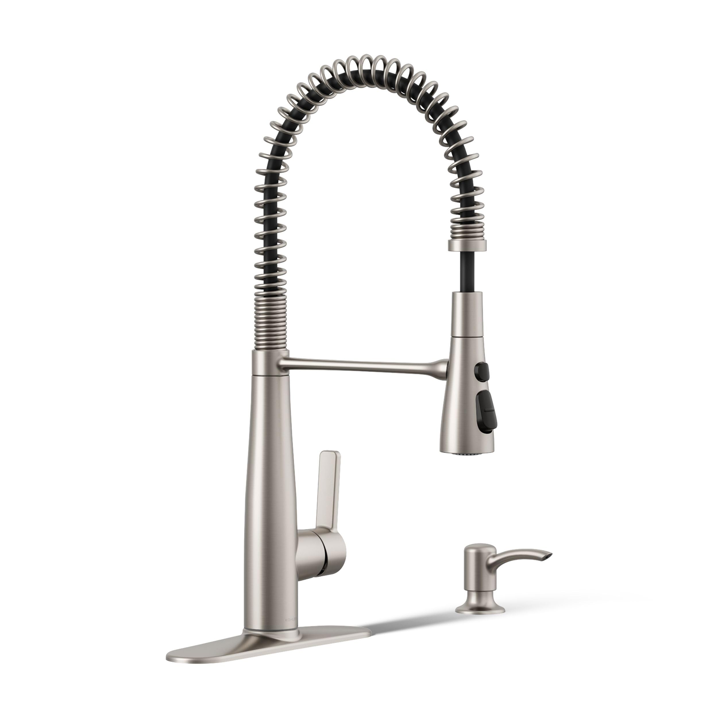 Kohler Silver Semiprofessional Kitchen Sink Tap Faucet With Soap Dispenser