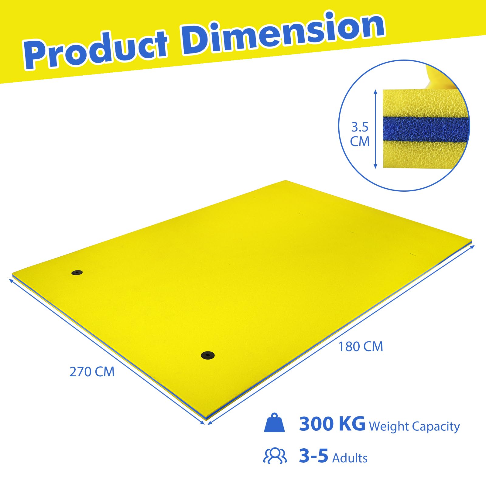 Homasis Colchoneta Piscina de 3 Capas de Espuma XPE con Diseño de Almohada, Flotador de Agua Enrollable, Esterilla Flotante para Mar, Playa, Océano